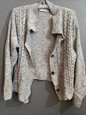 Geoffrey Beene Gray Marled Knit Cardigan Sweater